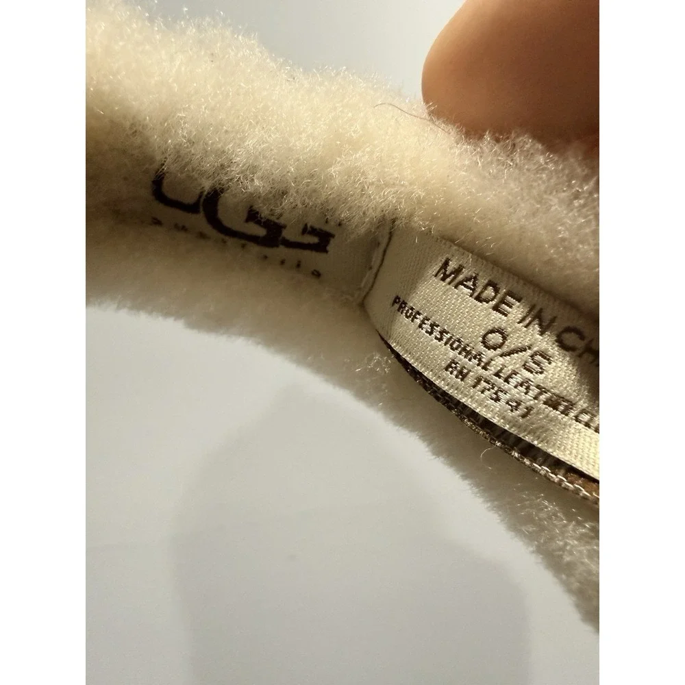 UGG‎ Earmuffs Sheepskin Wool Foldable Winter Earflaps Mens Womens Buckle Brown L